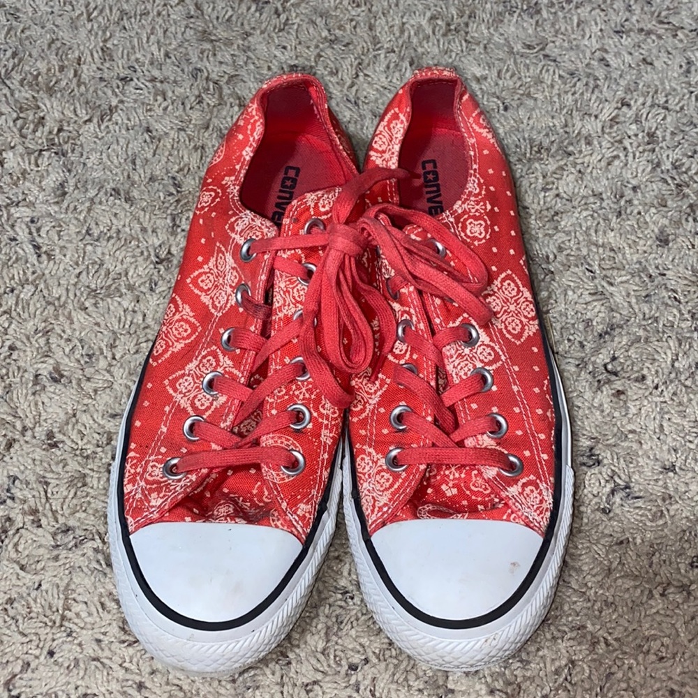 Red bandanna style converse